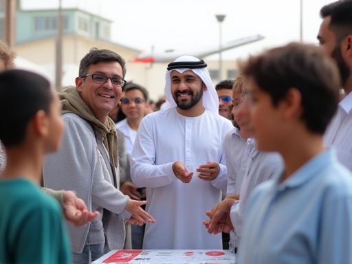 Al Thuraya team engaging with community members during a youth aviation awareness day.
