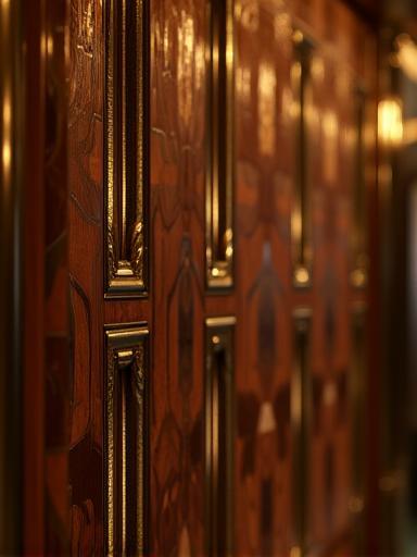 Close-up of an exquisite Art Deco architectural detail in the Al Thuraya private departure lounge.
